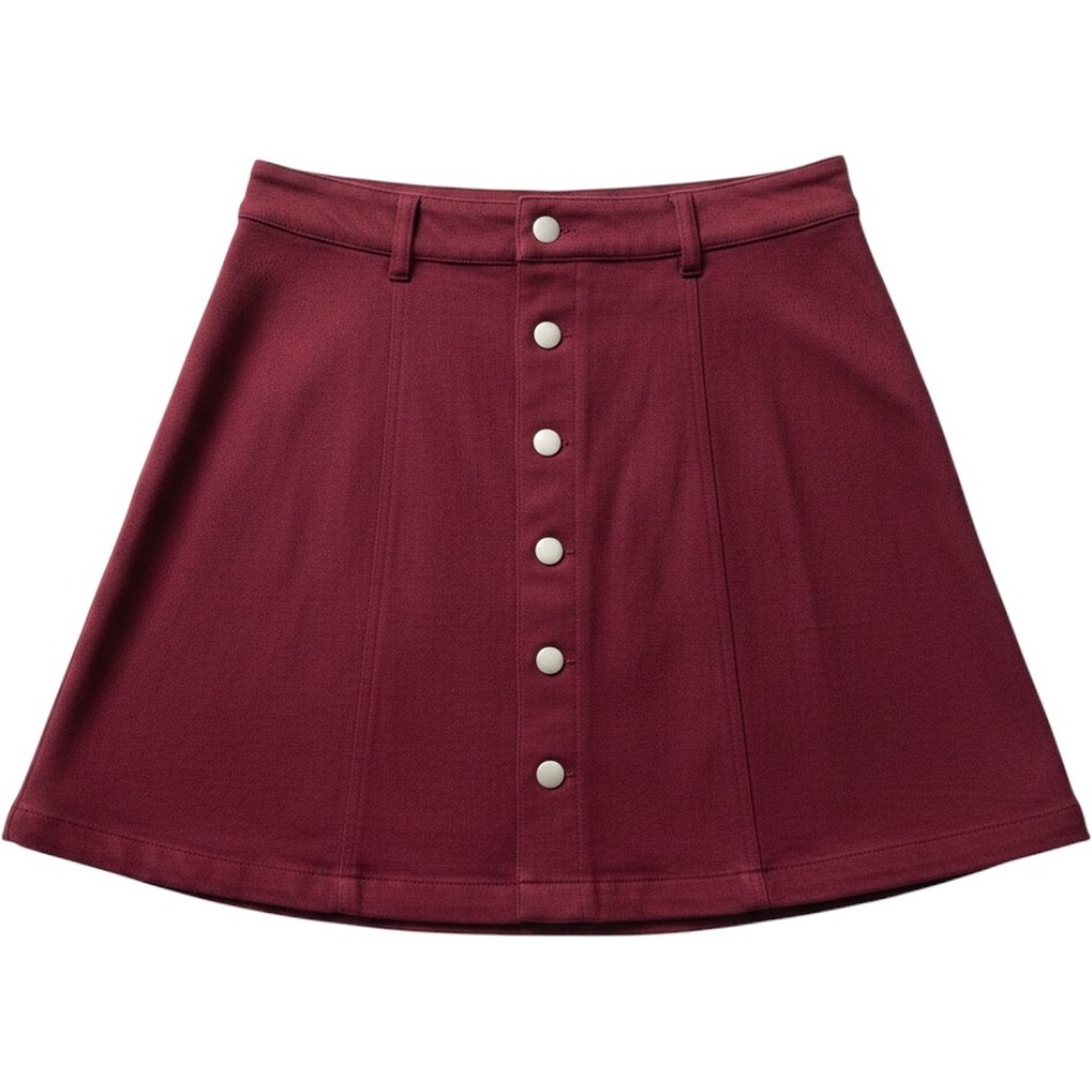 Karlie Burgundy Faux Suede Button Front A-Line Mini Skirt Womens Large 86-49LSJ